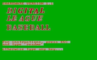 Digital League Baseball (1987) image