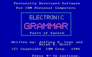 Electronic Grammar Parts of Speech (1986) image