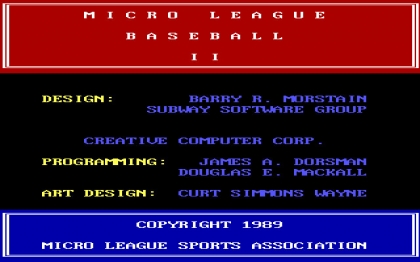 MicroLeague Baseball 2 (1989) image